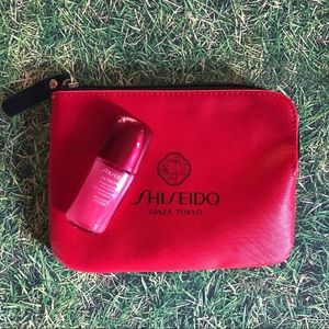Shiseido Ginza Tokyo Red Makeup Bag with .33 oz Ultimune Deluxe Sample Included